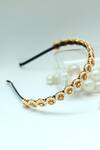 Foot Fuel_Gold Beads, Stones Round Broach Studded Hairband _Online_at_Aza_Fashions