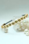Buy_Foot Fuel_Gold Beads, Stones Circular Embellished Broach Hairband _at_Aza_Fashions