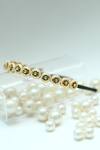 Shop_Foot Fuel_Gold Beads, Stones Circular Embellished Broach Hairband _at_Aza_Fashions