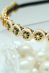 Foot Fuel_Gold Beads, Stones Circular Embellished Broach Hairband _Online_at_Aza_Fashions
