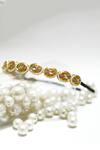 Buy_Foot Fuel_Gold Beads, Stones Embellished Oval Broach Hairband _Online_at_Aza_Fashions
