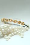 Foot Fuel_Gold Beads, Stones Embellished Oval Broach Hairband _at_Aza_Fashions