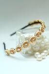 Buy_Foot Fuel_Gold Beads, Stones Embellished Oval Broach Hairband 