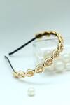 Buy_Foot Fuel_Gold Beads, Stones Embellished Teardrop Broach Hairband _at_Aza_Fashions