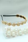 Shop_Foot Fuel_Gold Beads, Stones Embellished Teardrop Broach Hairband _at_Aza_Fashions