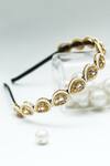 Foot Fuel_Gold Beads, Stones Embellished Teardrop Broach Hairband _Online_at_Aza_Fashions