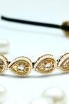 Foot Fuel_Gold Beads, Stones Embellished Teardrop Broach Hairband _Online