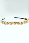 Buy_Foot Fuel_Gold Beads, Stones Teardrop Embellished Broach Hairband _at_Aza_Fashions