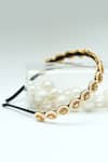 Shop_Foot Fuel_Gold Beads, Stones Teardrop Embellished Broach Hairband _at_Aza_Fashions