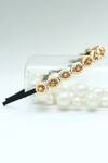 Foot Fuel_Gold Beads, Stones Teardrop Embellished Broach Hairband _Online_at_Aza_Fashions