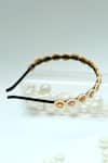 Buy_Foot Fuel_Gold Beads, Stones Teardrop Embellished Broach Hairband _Online_at_Aza_Fashions