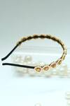 Shop_Foot Fuel_Gold Beads, Stones Teardrop Embellished Broach Hairband _Online_at_Aza_Fashions