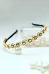 Buy_Foot Fuel_Gold Beads, Stones Teardrop Studded Broach Hairband _at_Aza_Fashions