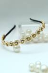 Shop_Foot Fuel_Gold Beads, Stones Teardrop Studded Broach Hairband _at_Aza_Fashions