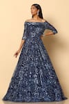 Buy_MeenaGurnam_Blue Net Midnight Bloom Off Sequin Embellished Gown _at_Aza_Fashions