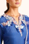 Buy_Garo_Blue Silk Muslin And Organza Embroidery Floral Tear Placement Kurta Palazzo Set _Online_at_Aza_Fashions