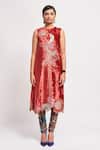 Buy_Aisha Rao_Red Velvet Sequins Round Neck Imara Embellished Straight Kurta And Churidar Set _at_Aza_Fashions
