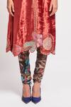 Aisha Rao_Red Velvet Sequins Round Neck Imara Embellished Straight Kurta And Churidar Set _Online_at_Aza_Fashions