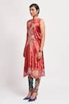 Shop_Aisha Rao_Red Velvet Sequins Round Neck Imara Embellished Straight Kurta And Churidar Set _Online_at_Aza_Fashions
