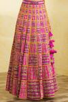 Vandana Sethi_Purple Dupion Silk Embroidered Mirror And Gota Work Colorblock Bridal Lehenga Set _at_Aza_Fashions