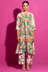Buy Saksham & Neharicka Multi Color Chanderi Round Neck Gulabi Champa Print Kurta Pant Set Online at Aza Fashions Buy_Saksham & Neharicka_Multi Color Chanderi Round Neck Gulabi Champa Print Kurta Pant Set_Online_at_Aza_Fashions