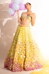 Anshika Tak Label_Yellow Net Sequin Embellished Lehenga Set_Online_at_Aza_Fashions