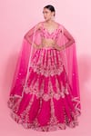 Shop_Anshika Tak Label_Pink Blossom Crystal Embellished Lehenga Set_at_Aza_Fashions