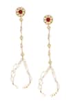 Shop_MAISARA JEWELRY_White Pearls Floral Kundan Hathphools - Set Of 2 _at_Aza_Fashions