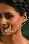 Buy_MAISARA JEWELRY_Gold Plated Pearl Kundan Nath _at_Aza_Fashions