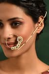 Buy_Maisara Jewelry_Gold Plated Pearls, Stones Kundan Nath _at_Aza_Fashions