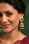 Buy_MAISARA JEWELRY_Gold Plated Stones, Beads, Pearls Kundan Jhumkas _at_Aza_Fashions