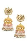 Shop_MAISARA JEWELRY_Peach Kundan And Pearl Jhumkas _at_Aza_Fashions