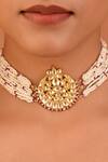 Buy_MAISARA JEWELRY_Gold Plated Kundan Embellished Pendant Choker _at_Aza_Fashions