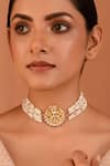 MAISARA JEWELRY_Gold Plated Kundan Embellished Pendant Choker _Online_at_Aza_Fashions