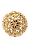 Shop_MAISARA JEWELRY_Gold Plated Diamonds, Pearls Kundan Ring _at_Aza_Fashions