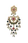 Maisara Jewelry_Multi Color Embroidery, Pearls Floral Embellished Earrings _Online_at_Aza_Fashions