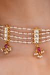 MAISARA JEWELRY_Gold Plated Layered Embellished Jadau Choker Necklace _Online_at_Aza_Fashions