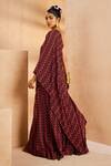 Shop_Aneesh Agarwaal_Black Crepe, Silk Embroidery Asymmetric Tribal Print Kaftan And Sharara Set _at_Aza_Fashions