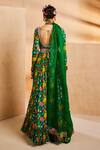 Shop_Aneesh Agarwaal_Green Organza Cut Work, Embroidery, Floral Hand Painted Anarkali With Dupatta _at_Aza_Fashions