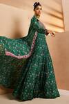 Shop_Aneesh Agarwaal_Green Chiffon Beads, Embroidery Sweetheart Neck, Chintz Print Jacket Skirt Set _Online_at_Aza_Fashions
