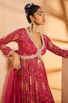 Aneesh Agarwaal_Pink Organza Pearls, Cut Work Botanical Hand Painted Anarkali With Dupatta _at_Aza_Fashions