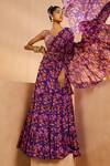 Aneesh Agarwaal_Purple Chiffon Embroidery, Beads, Floral Print Draped Lehenga Saree With Blouse _Online_at_Aza_Fashions