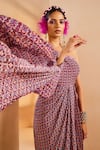 Buy_Aneesh Agarwaal_Purple Crepe Sequins, Embroidery One Shoulder Ikkat Print Draped Dhoti Dress _Online_at_Aza_Fashions