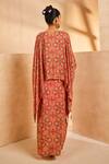 Shop_Aneesh Agarwaal_Red Crepe Hand Embroidered Metallic Beads Floral Pattern Kaftan And Dhoti Pant Set _at_Aza_Fashions