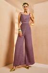 Buy_Aneesh Agarwaal_Purple Beads Square Neck Ikat Print Jumpsuit _at_Aza_Fashions