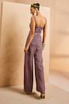 Shop_Aneesh Agarwaal_Purple Beads Square Neck Ikat Print Jumpsuit _at_Aza_Fashions