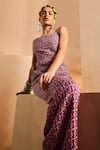 Buy_Aneesh Agarwaal_Purple Beads Square Neck Ikat Print Jumpsuit _Online_at_Aza_Fashions