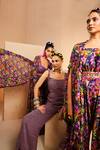 Shop_Aneesh Agarwaal_Purple Beads Square Neck Ikat Print Jumpsuit _Online_at_Aza_Fashions