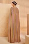 Shop_Aneesh Agarwaal_Multi Color Crepe Sequins, Embroidery Boho Striped Print Cape Blouse And Skirt Set _at_Aza_Fashions