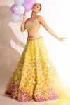 Buy_Anshika Tak Label_Yellow Net Sequin Embellished Lehenga Set_at_Aza_Fashions